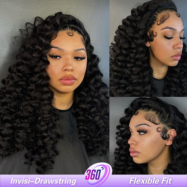 HairHive Wand Curl 360 Glueless Wig Bleached Knots Invisi Drawstring Human Hair Wig