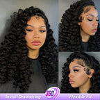 HairHive Wand Curl 360 Glueless Wig Bleached Knots Invisi Drawstring Human Hair Wig