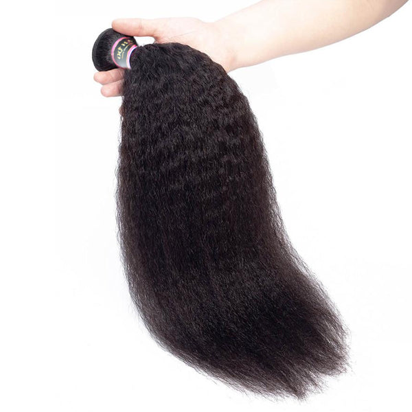 9A Kinky Straight Human Hair 4 Bundles Natural Black