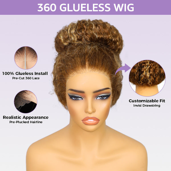 HairHive Straight Highlight Ombre 4/27 Wear Go Glueless Wig 360 Pre-cut Lace Wig