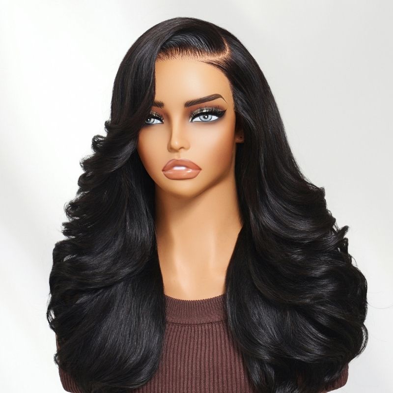 Sunber 200% Density Effortlessly Feathered Hairstyles 7x5 Pre Cut Lace Wig With Layered Haircuts