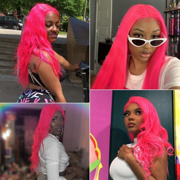 Blue & Pink & Purple Colored Human Hair Wigs Pre-Plucked 13x4 Lace Front Wig With Baby Hair