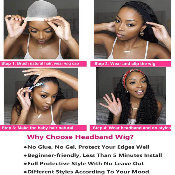 HairHive Easy Wear Loose Wave Headband Wig Protective Style For Effortless Bouncy Waves