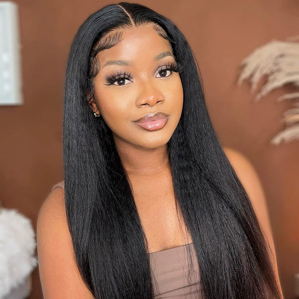 BOGO Kinky Straight Glueless Wear Go Wig Pre-cut 7x5 HD Lace Closure Wig