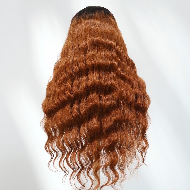 Sunber 13x4 Lace Reddish Ginger Copper Brown Soft Loose Wave Beachy Curls Pre Everything Lace Frontal Wig With Invisi Drawstring