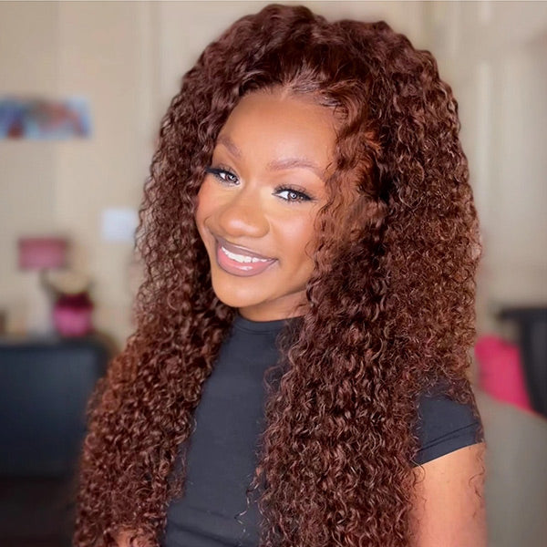 3 In 1 Half Wig | Reddish Brown Kinky Curly Wear Go Half Wig Wear Go Glueless Wig