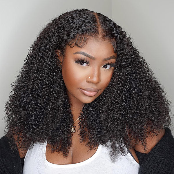24h Shipping | Kinky Curly Wear Go Wigs 7x5 HD Lace Pre Cut Lace Closure Glueless Wigs With Bleached Knots