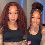 HairHive Kinky Curly Reddish Brown Wear Go Glueless Wig Pre-cut 7x5 Lace Wig Pre-plucked Hairline