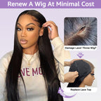 24h Shipping | HairHive Block Wig Straight Hair Bleached Knots Wig With Optional Replaceable Zip Lace Tops