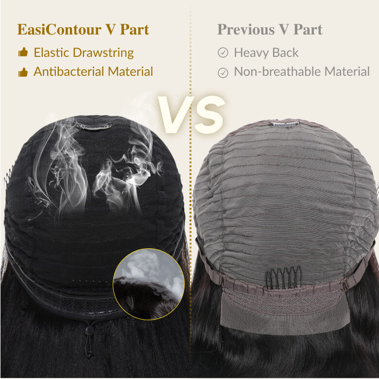 Sunber 180% Density Kinky Curly V Part With Elastic Drawstring No Lace No Glue Affordable Wig