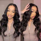 HairHive Body Wave Face-Framing Curtain Bangs Layered Cut Bleached Knots Wear Go Glueless Wig