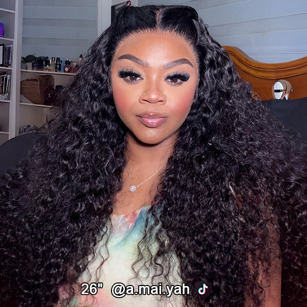 HairHive Water Wave Invisi-Drawstring Flexible Fit 360 Lace Frontal Glueless Wig With Bleached Knots