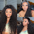 HairHive Water Wave Invisi-Drawstring Flexible Fit 360 Lace Frontal Glueless Wig With Bleached Knots