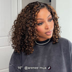 HairHive Balayage Highlight Ombre Brown Water Wave Wear Go Glueless Wig With Natural Hairline