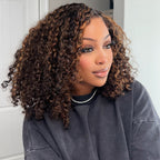 HairHive Balayage Highlight Ombre Brown Water Wave Wear Go Glueless Wig With Natural Hairline