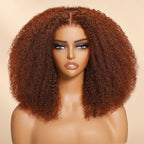 Sunber Afro Kinky Curly Reddish Brown 180% Density 13x4 Pre-Cut Lace Frontal Wig With Invisi Drawstring