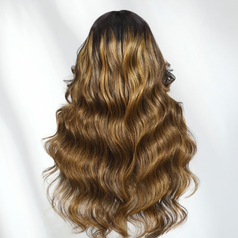Sunber 180% Density Loose Wave Balayage Brown Highlight 7x5 Pre Cut Lace Glueless Wigs