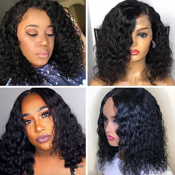 Pre-Plucked Water Wave Short Bob Wigs 13x4 13x6 4x4 HD Lace Frontal Wig 100% Human Hair Wig