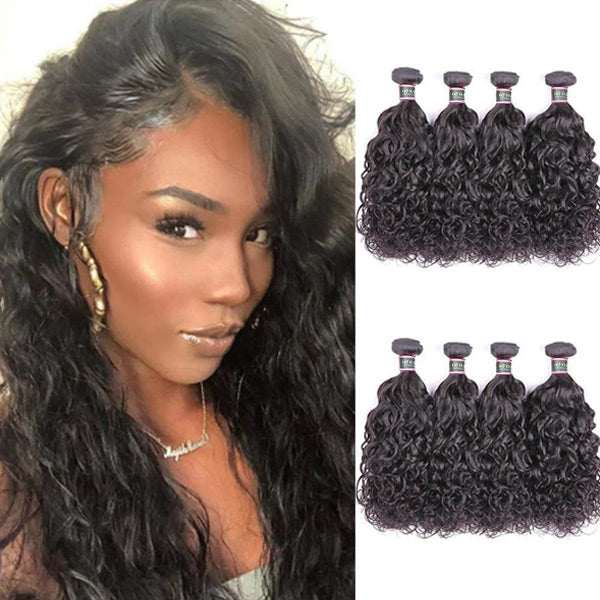 9A Natural Wave Human Hair 4 Bundles Natural Black