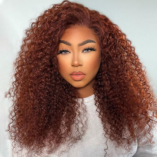 Subscribers-Only Kinky Curly Reddish Brown Wear Go Wig Pre-cut 7x5 Lace 100% Human Hair