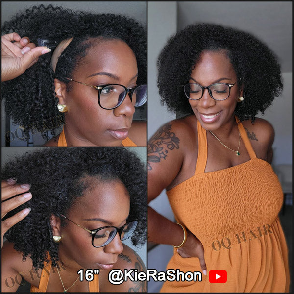 Afro Curly V Part Wig No Leave Out Thin Part Glueless Wigs Human Hair Wig