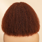 Sunber Afro Kinky Curly Reddish Brown 180% Density 13x4 Pre-Cut Lace Frontal Wig With Invisi Drawstring