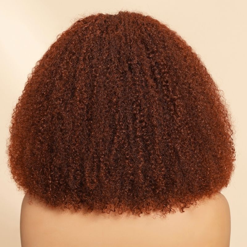 Sunber Afro Kinky Curly Reddish Brown 180% Density 13x4 Pre-Cut Lace Frontal Wig With Invisi Drawstring