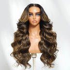 Sunber 180% Density Loose Wave Balayage Brown Highlight 7x5 Pre Cut Lace Glueless Wigs