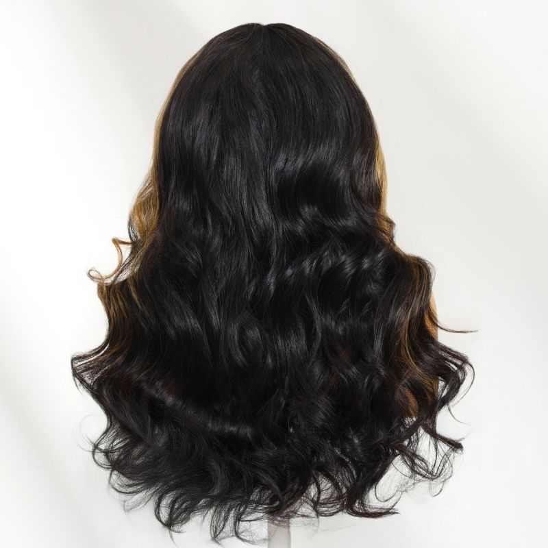 Sunber 7x5 Pre Cut Lace Caramel Honey Brown Highlights Body Wave Wig With Bye Bye Knots Flash Sale