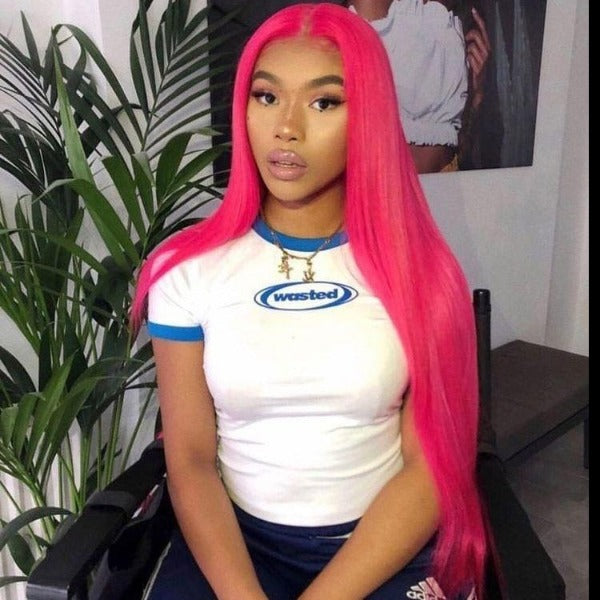 Blue & Pink & Purple Colored Human Hair Wigs Pre-Plucked 13x4 Lace Front Wig With Baby Hair