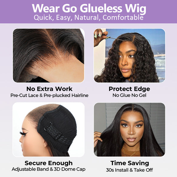 BOGO Straight Pre-cut  7x5 9x6 HD Lace Wear Go Wig Pre-plucked Natural Hairline