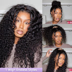 HairHive Water Wave Invisi-Drawstring Flexible Fit 360 Lace Frontal Glueless Wig With Bleached Knots