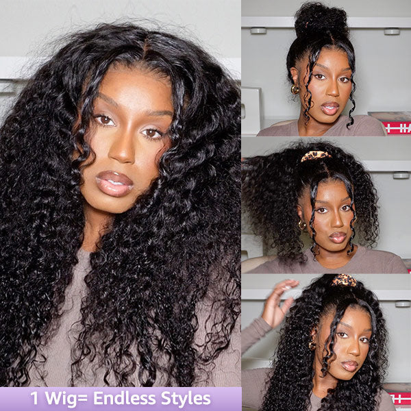 HairHive Water Wave Invisi-Drawstring Flexible Fit 360 Lace Frontal Glueless Wig With Bleached Knots