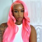 Salmon Pink Color 13*4 Lace Front Wig Human Hair Color Wig