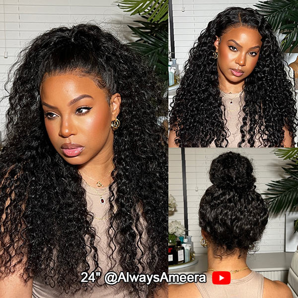 HairHive Water Wave Invisi-Drawstring Flexible Fit 360 Lace Frontal Glueless Wig With Bleached Knots