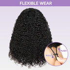 3 In 1 Half Wig | Burmese Curly Highlight 4/27 Color Wear Go Half Wig With Elastic Drawstring Flip Over Wig
