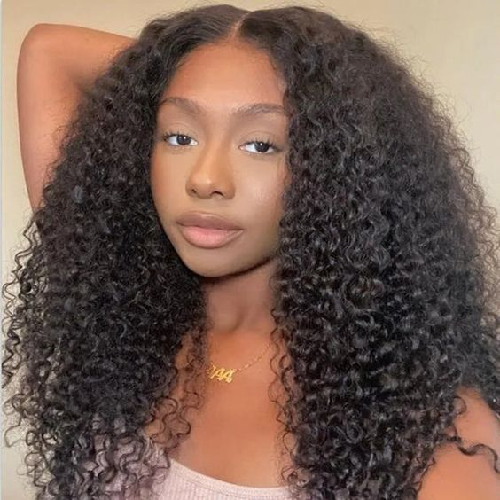 HairHive Kinky Curly Pre-Bleached Knots Elastic Drawstring Wear Go Wigs 7x5 HD Lace 100% Glueless Pre-cut Lace Closure Wigs