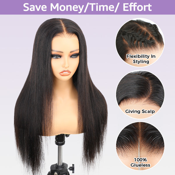 HairHive Straight Wavy Curly Pre-cut 7x5 HD Lace Wear Go Glueless Wig Bleached Invisible Knots Beginner Friendly
