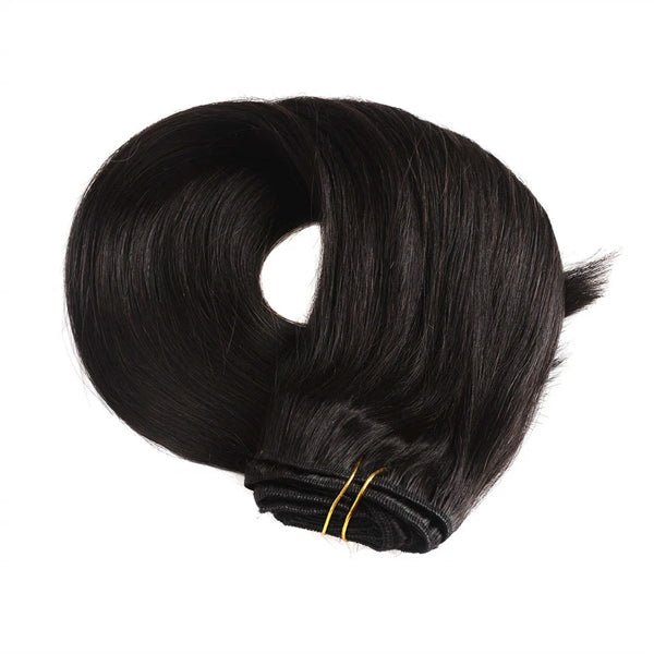 HairHive Straight Hair Clip In Extension Human Hair Natural Black Color