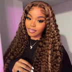 HairHive Water Wave Highlight Ombre 4/27 Wear Go Glueless Wig Pre-cut 360 Lace Frontal Wig