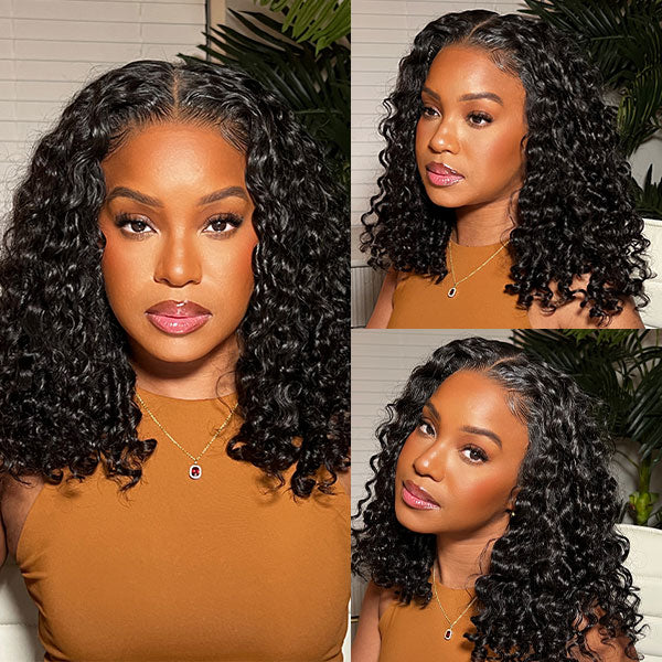 HairHive Wear Go Wigs Water Wave Hair Pre Cut 7x5 HD Lace Closure Short Bob Glueless Wig