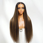 Sunber 13x4 Pre Everything Balayage #1b/30 Highlight Yaki Straight Lace Frontal Wig With Invisi Drawstring