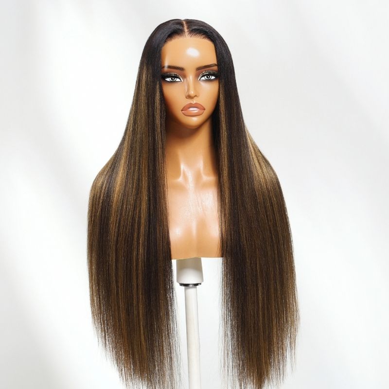 Sunber 13x4 Pre Everything Balayage #1b/30 Highlight Yaki Straight Lace Frontal Wig With Invisi Drawstring