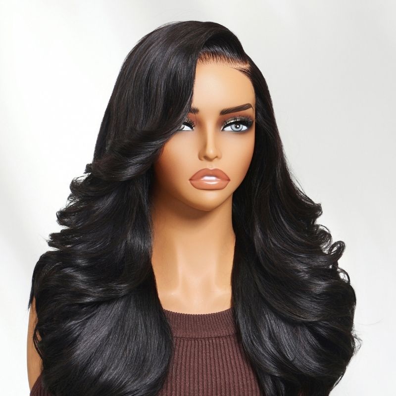 Sunber 200% Density Effortlessly Feathered Hairstyles 7x5 Pre Cut Lace Wig With Layered Haircuts