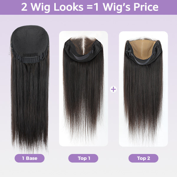 24h Shipping | HairHive Block Wig Straight Hair Bleached Knots Wig With Optional Replaceable Zip Lace Tops