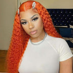 Orange Lace Front Wigs with Baby Hairs Preplucked Kinky Curly Human Virgin Hair 13x4 4x4 Frontal Color Wigs for Women