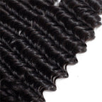 Deep Wave Human Hair 4 Bundles with 4*4 Lace Clsoure Natural Black