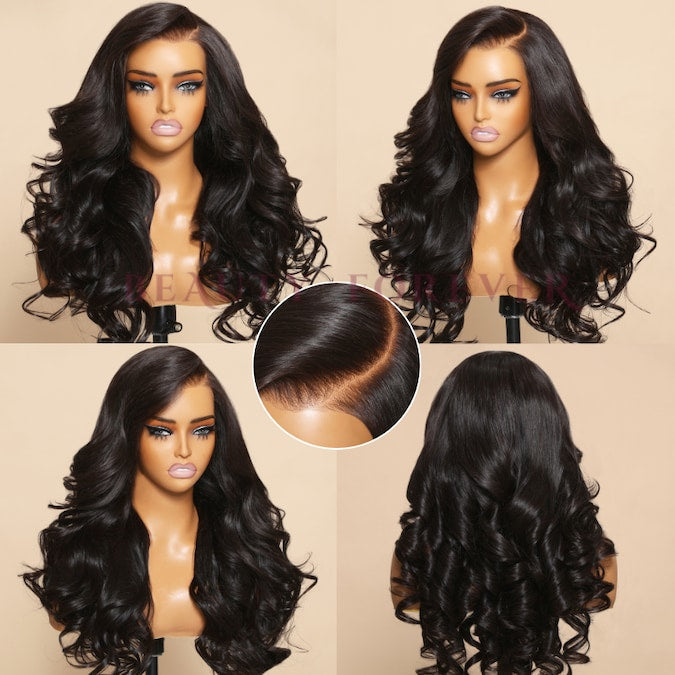 Sunber 13x4 Pre-Everything Wig With Loose Wave Face-Framing Layers And Side-Swept Bangs With Drawstring  Glueless Human Hair Wig