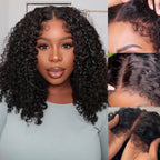 Sunber 4C Kinky Edge Kinky Curly 7x5 Pre Cut Lace Skin Melt Wig Flash Sale