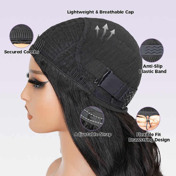 3 In 1 Half Wig | Glueless Install Invisible Body Wave Wear Go Half Wig With Breathable Cap